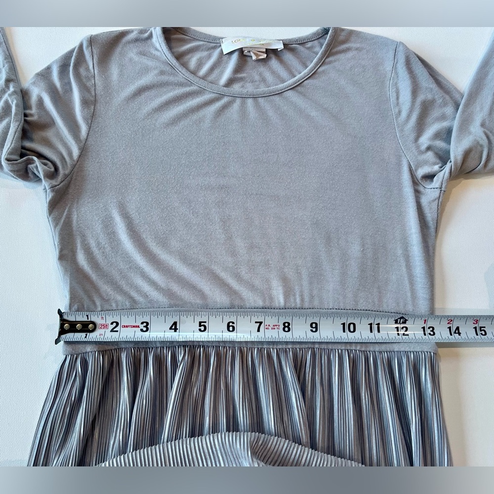 Love Kuza Medium Light Grey Pleated Dress Long Sleeve - Picture 5 of 13